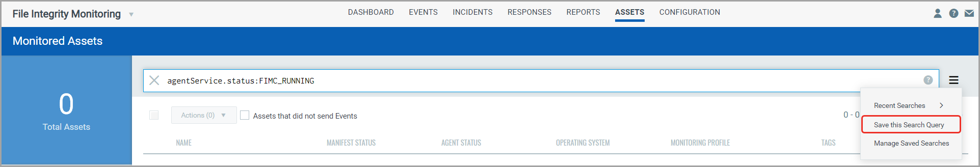 Option to save the search query.